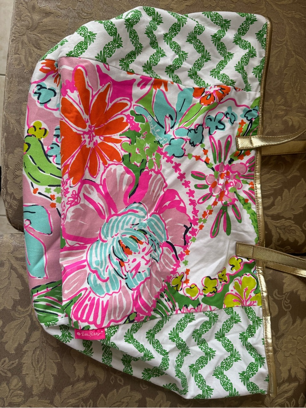 Lilly Pulitzer Floral Tote in Pink, Green & Orange